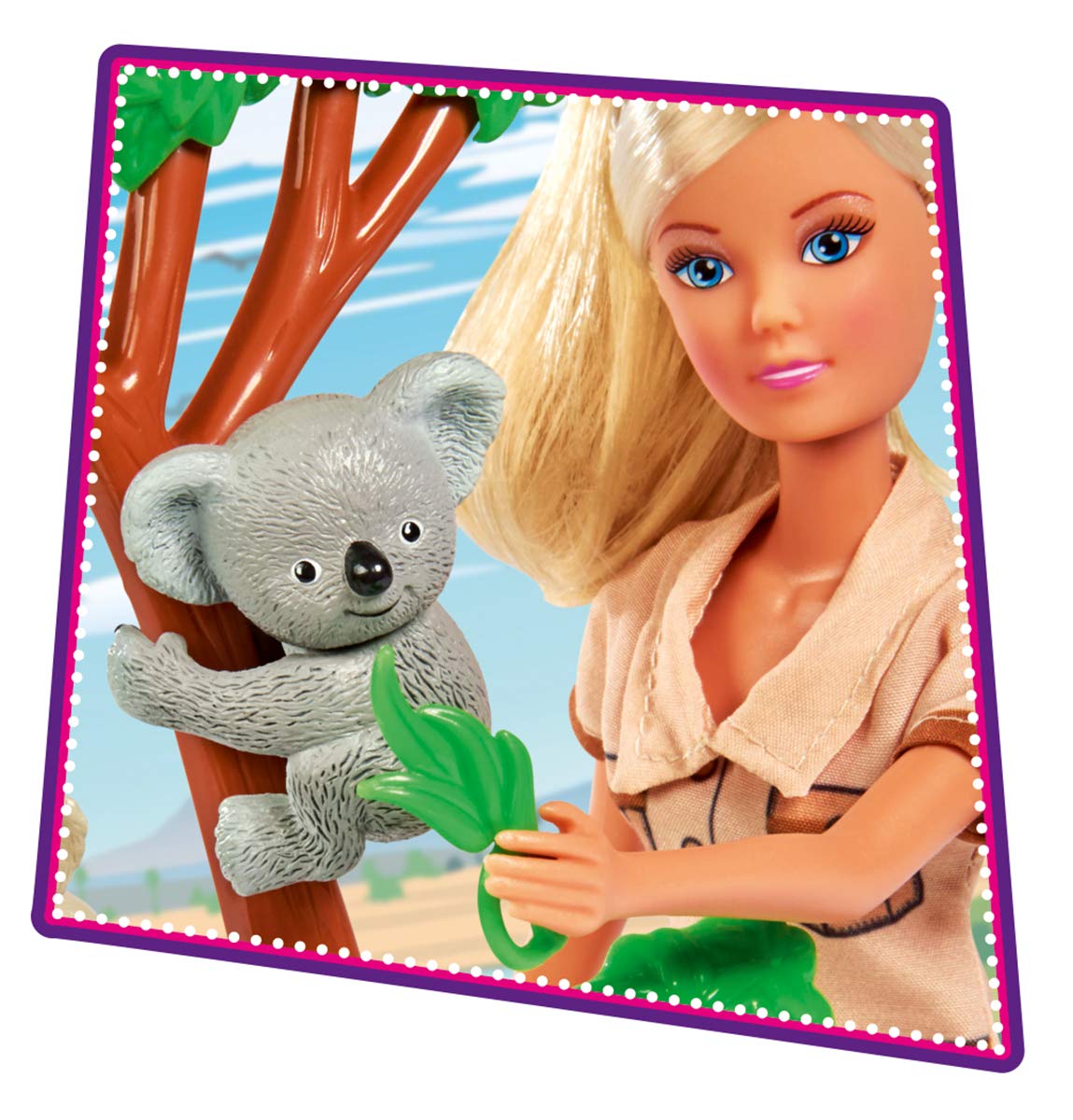 Steffi Love Simba Koala. Doll Takes Care Of The Koala Family With Climbing Tree, Food And Water Bottle