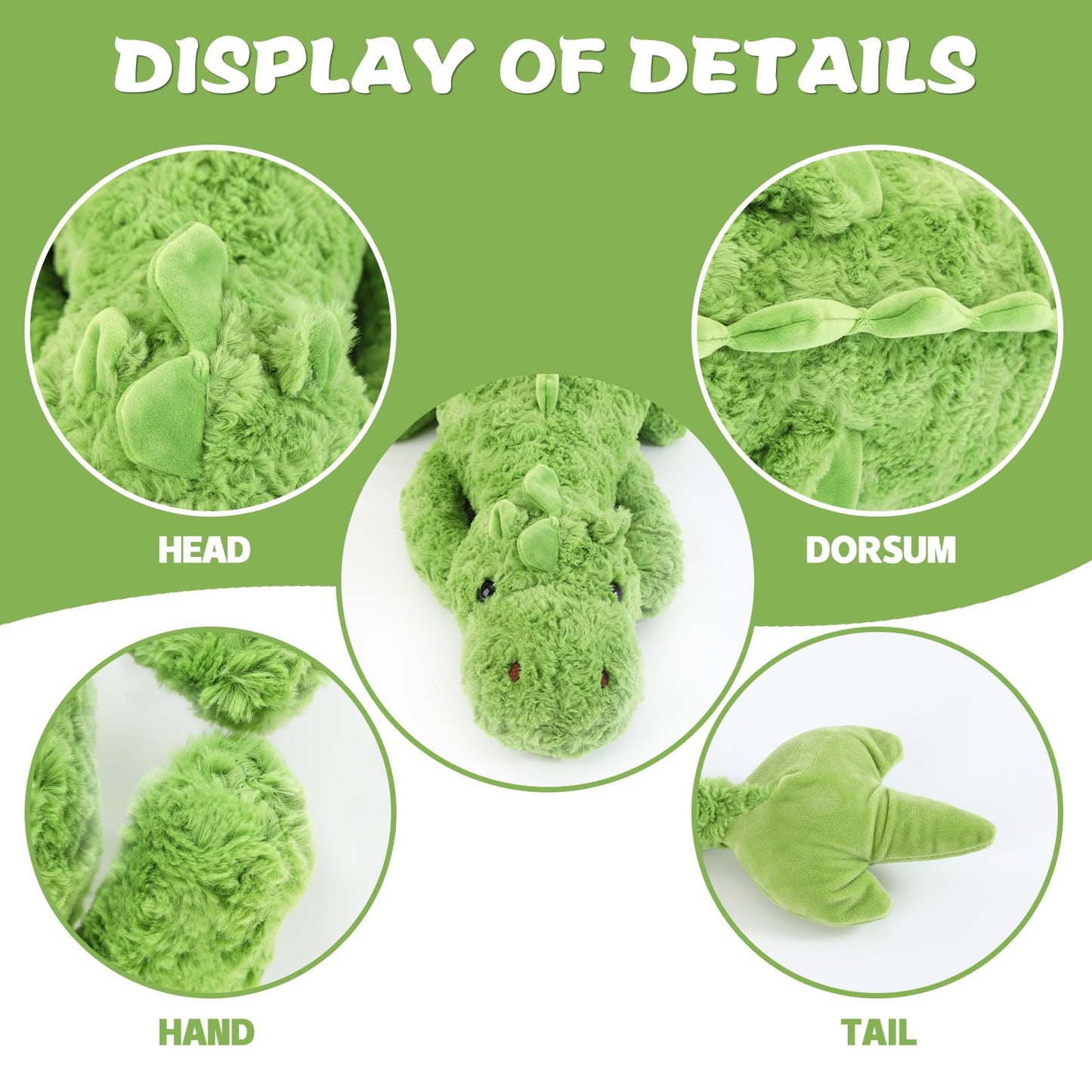 Eouobomo Lucky Dragon Plush Pillow,Soft Cute Flying Dragon Stuffed Animals-35.3Inch Large Kawaii Dragon Animal Plushies Toy,Perf