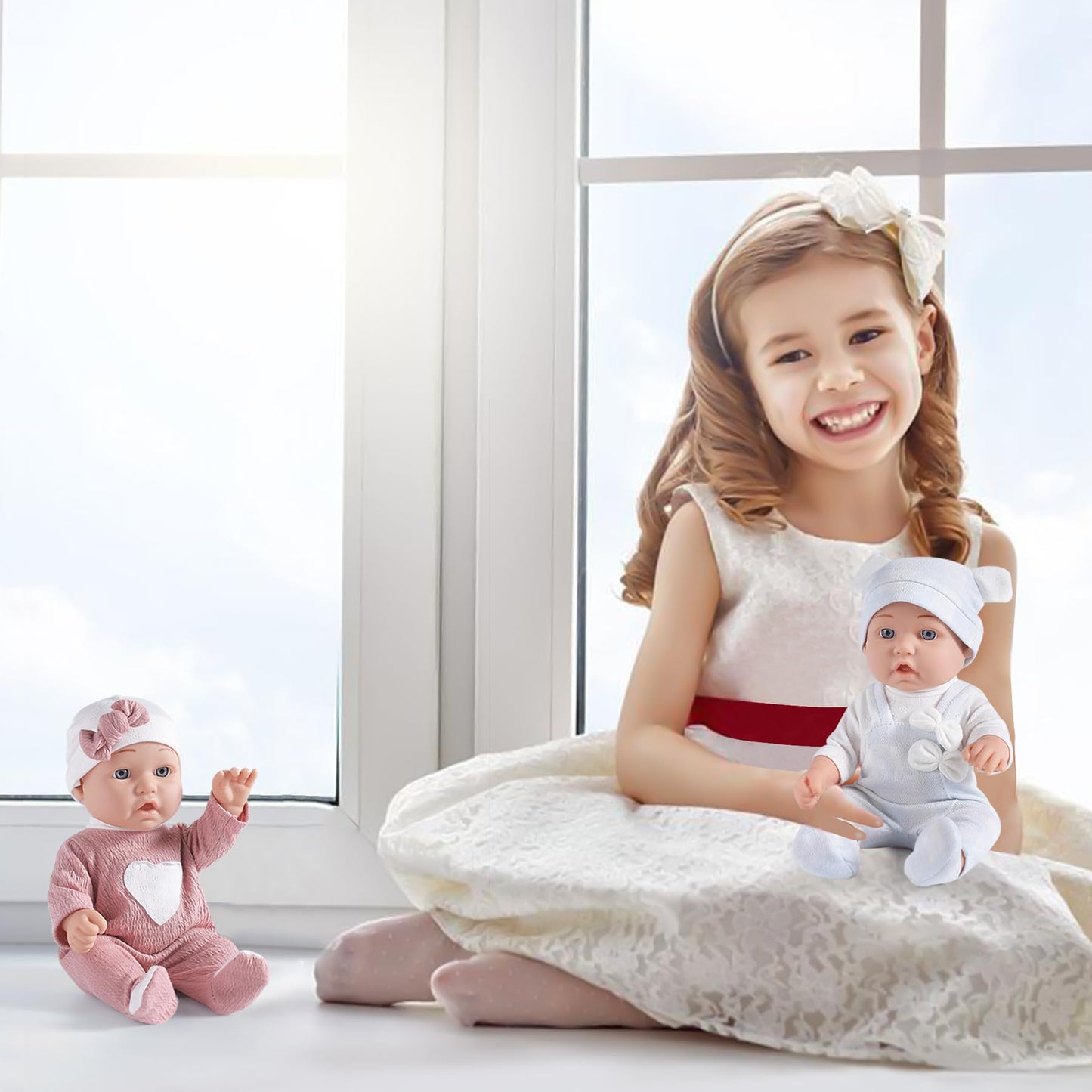 Edollable 12 Inches Realistic Twins Baby Doll With Clothes And Pacifiers, Boy And Girl Baby Dolls Toy Set For Toddler Girls 36 M