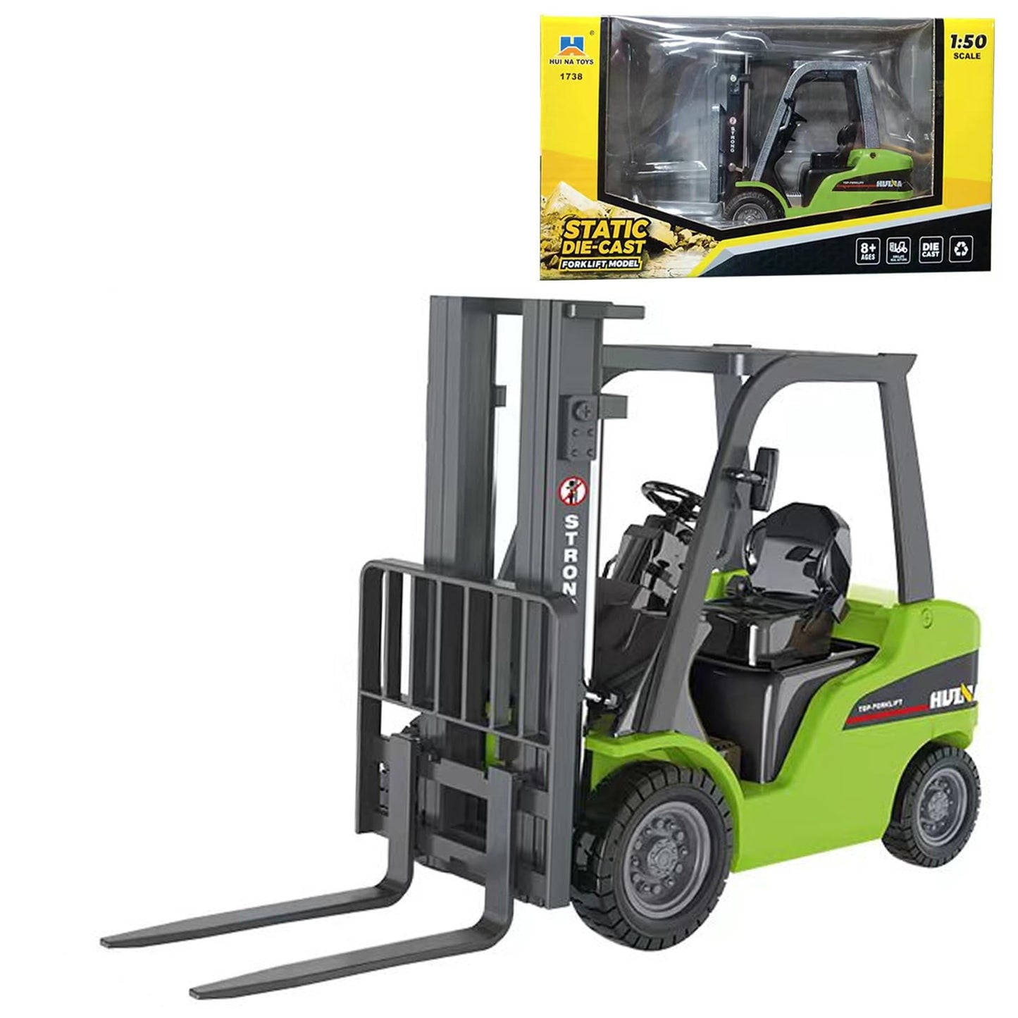 Qcar Forklift Warehouse Truck Vehicle Toy Forklift Construction Toys for Kids 1:50 Scale Heavy Metal Forklift (Green)