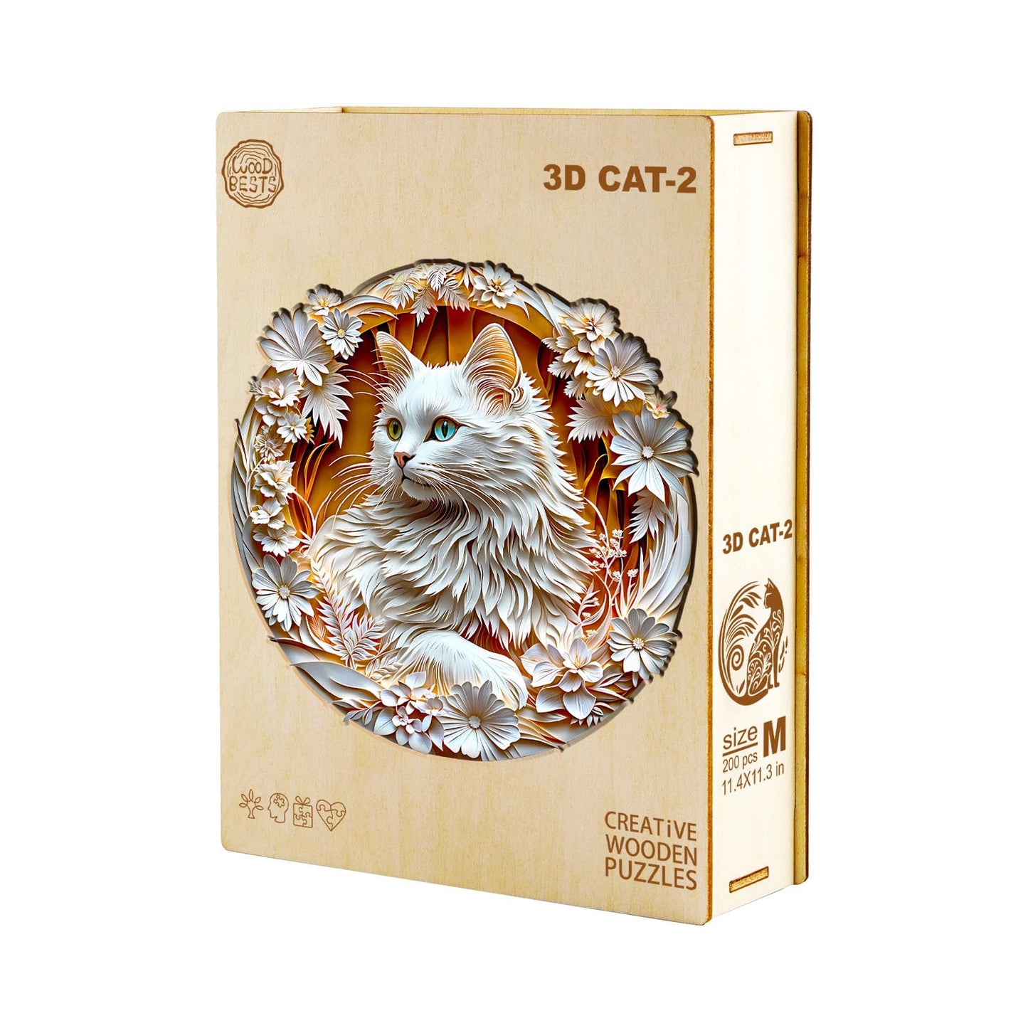 Jigfoxy Wooden Puzzle for Adults, 3D Cat Wooden Jigsaw Puzzles for Adults, Unique Animal Shape Wood Cut Puzzles for Family Frien