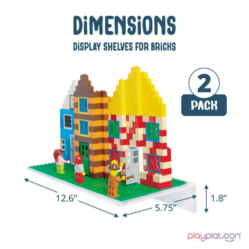 Play Platoon Building Brick Display Shelves 2 Pack Minifigure Display Case Shelf - 12x5 Inch Acrylic Wall Mount Shelf for Wall,