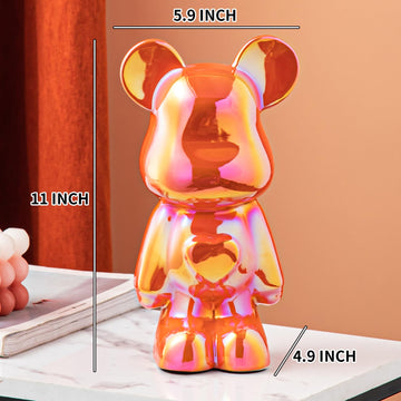 Yundu Ceramic Piggy Bank For Kids And Adults - Coin Bank For Girls And Boys - Orange Love Bear Decoration - Modern D Cor, Hypeb