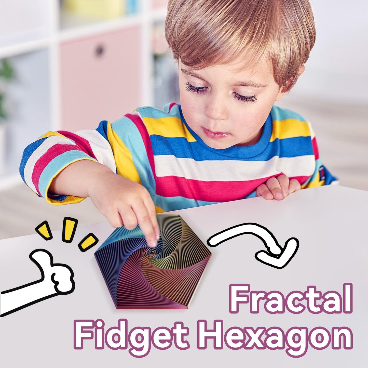 Fractal Fidget Hexagon-3D Printed Hexagon Fidget Toy, Infinity Cube Sensory Toys For Adults, Desk Spinning Toy, Hexagon Spiral V