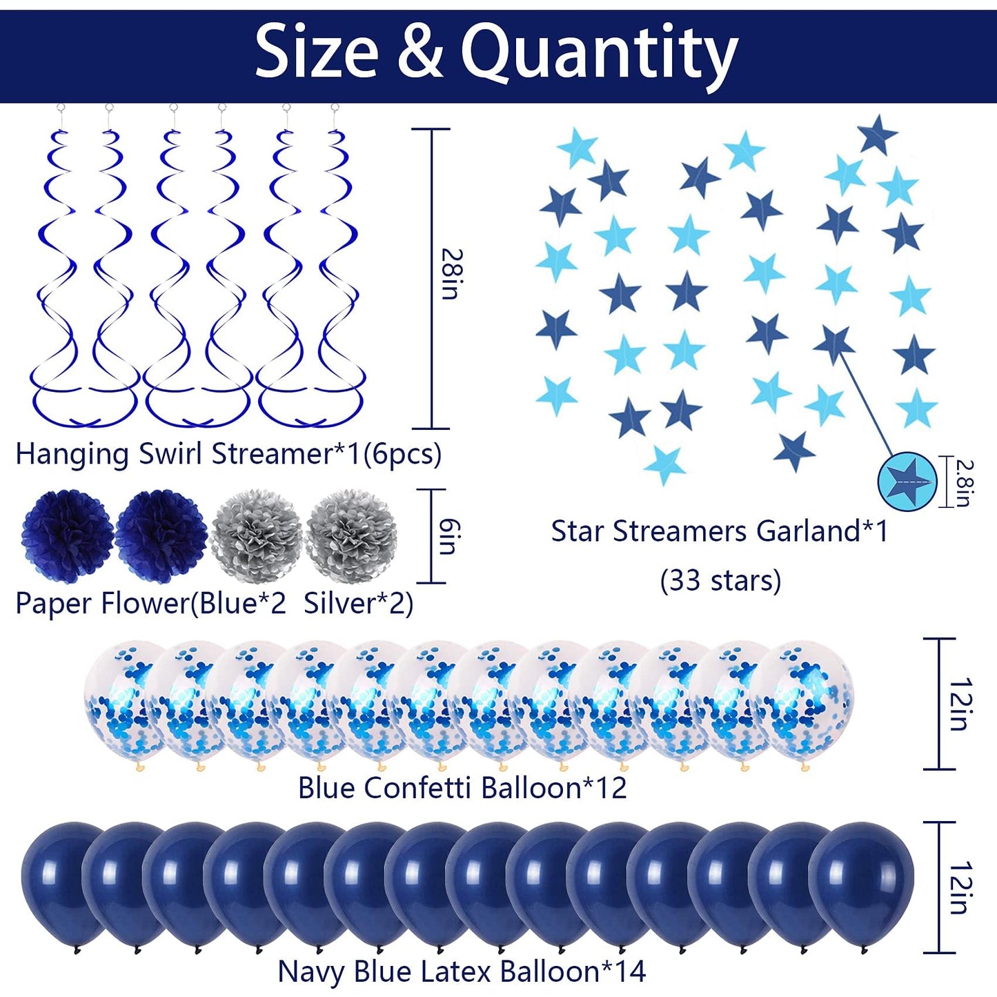 Naninuneno 14Th Blue Birthday Party Decorations For Boy Girl Men Women, Happy 14 Birthday Balloons Supplies With Happy Birthday