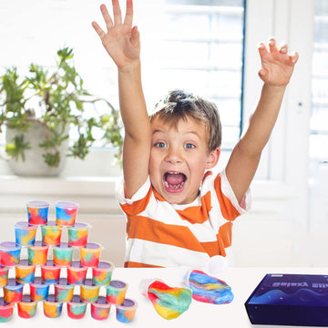 D'Alba Slime Kit, 28 Pack Galaxy Slime Bulk, Party Favor For Kids, Non Sticky, Stress Relief, Super Soft Putty Slime Toy For Gir