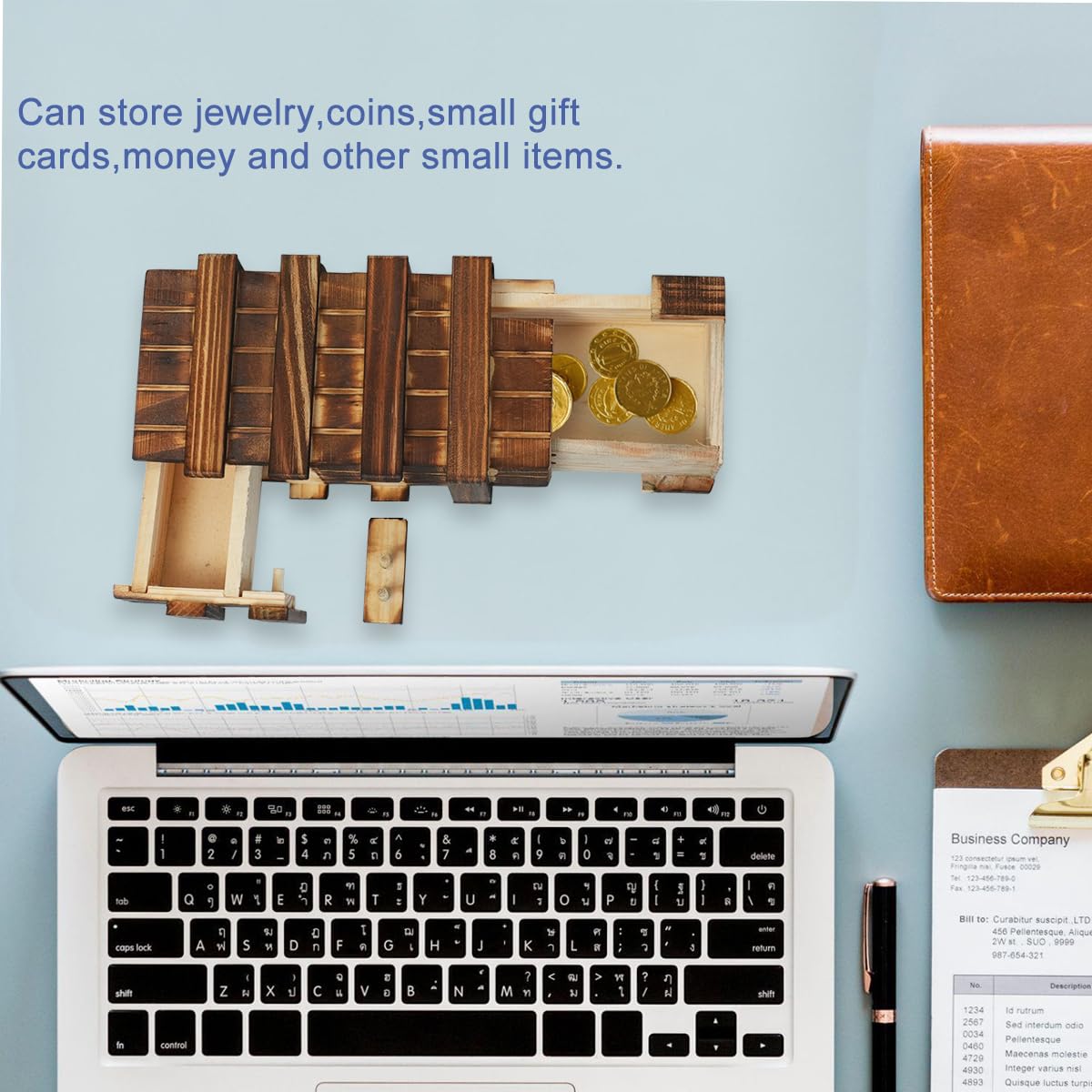 Diteje Puzzle Box, Magic Wooden Boxes Case Card Holders With Secret Hidden Compartment For Adults And Kids