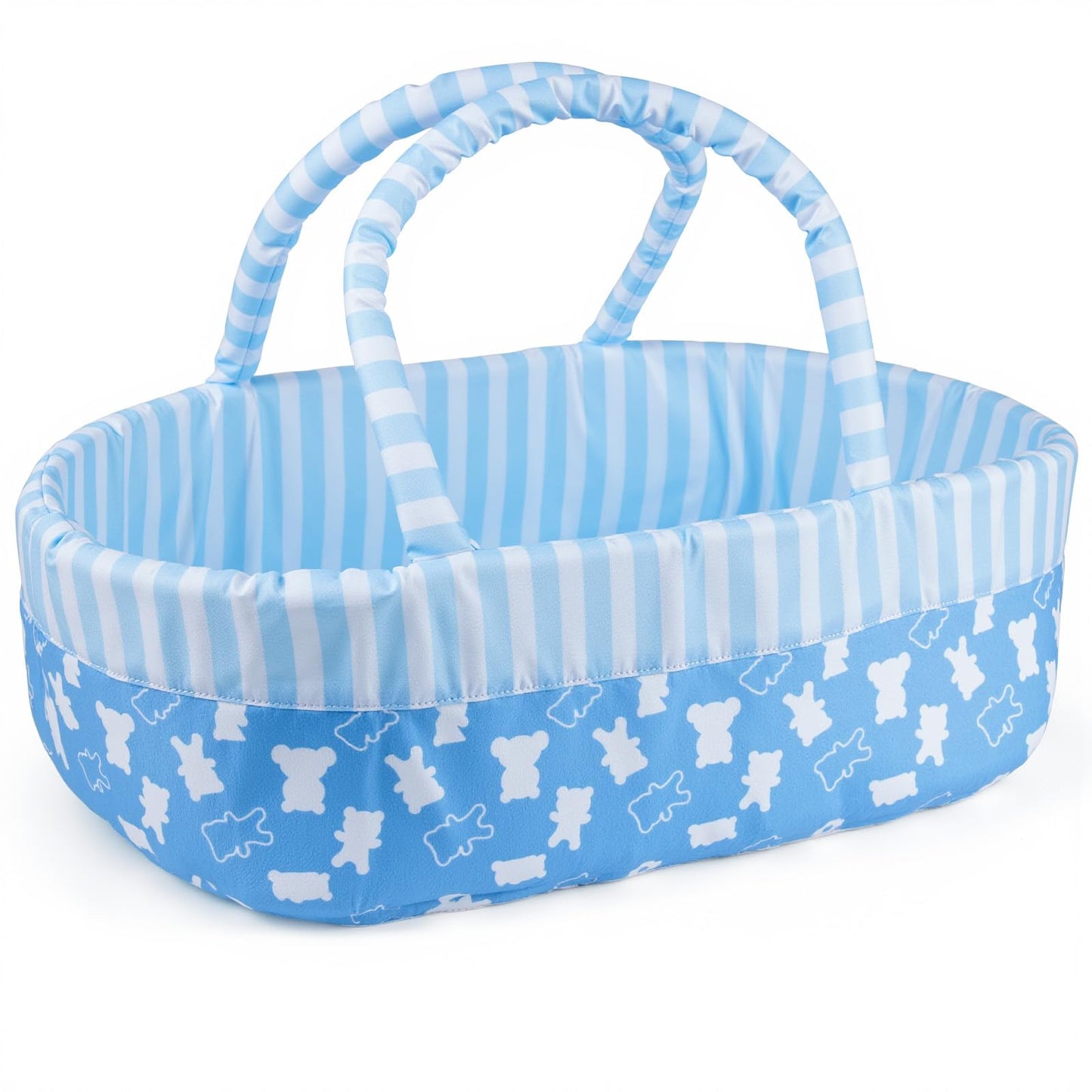 Babeside Reborn Baby Doll Bassinet For 17-22 Inch Dolls, Cute Bear Patterns Baby Doll Accessories Soft Foldable Babydoll Crib Be