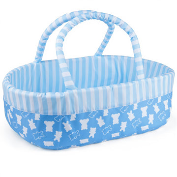 Babeside Reborn Baby Doll Bassinet For 17-22 Inch Dolls, Cute Bear Patterns Baby Doll Accessories Soft Foldable Babydoll Crib Be