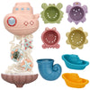 Lzzapj Bath Toys For Toddlers Age 2-4, Bathtub Water Toys For Kids Age 1-3, Toddler Bath Toy Contains 4 Stackable Cups And 2 Boats And 1 Conch Spoon, Gift For Infants Boys Girls 6-12 Months
