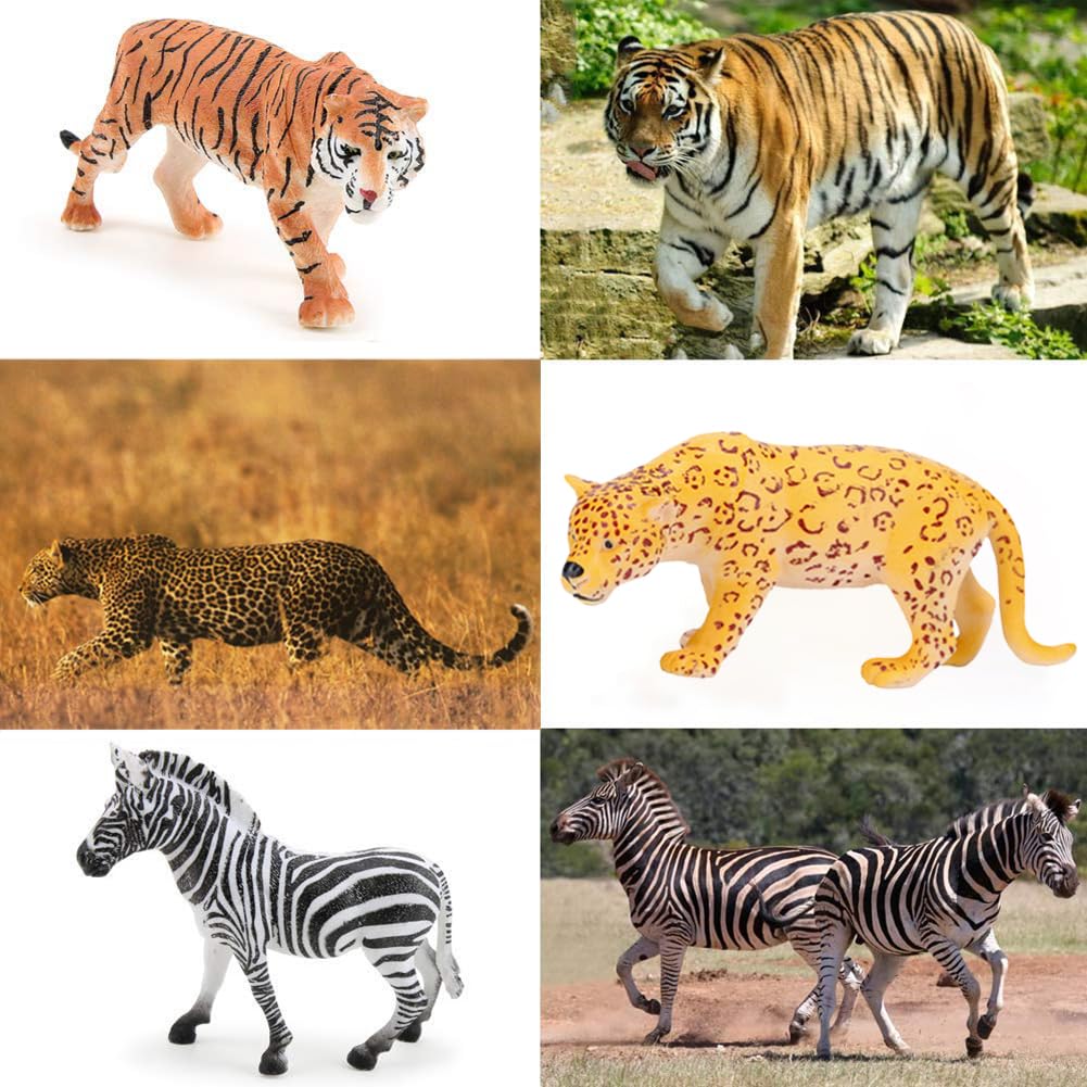 Jumbo Safari Animal Figures Set, 12 Realistic Jungle Zoo Toys, Elephant, Giraffe, Lion, Tiger, Gorilla For Kids Toddlers