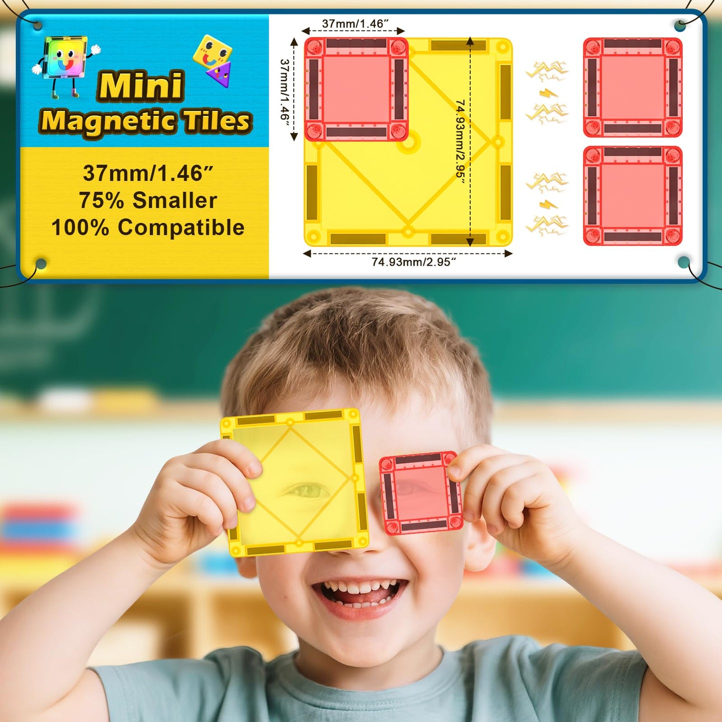 Magnetic Tiles for Kids Ages 4-8 Toddler Toys Magnetic Blocks Building Toy STEM Outdoor Kids Toys Gift for Boys & Girls 3+ Year