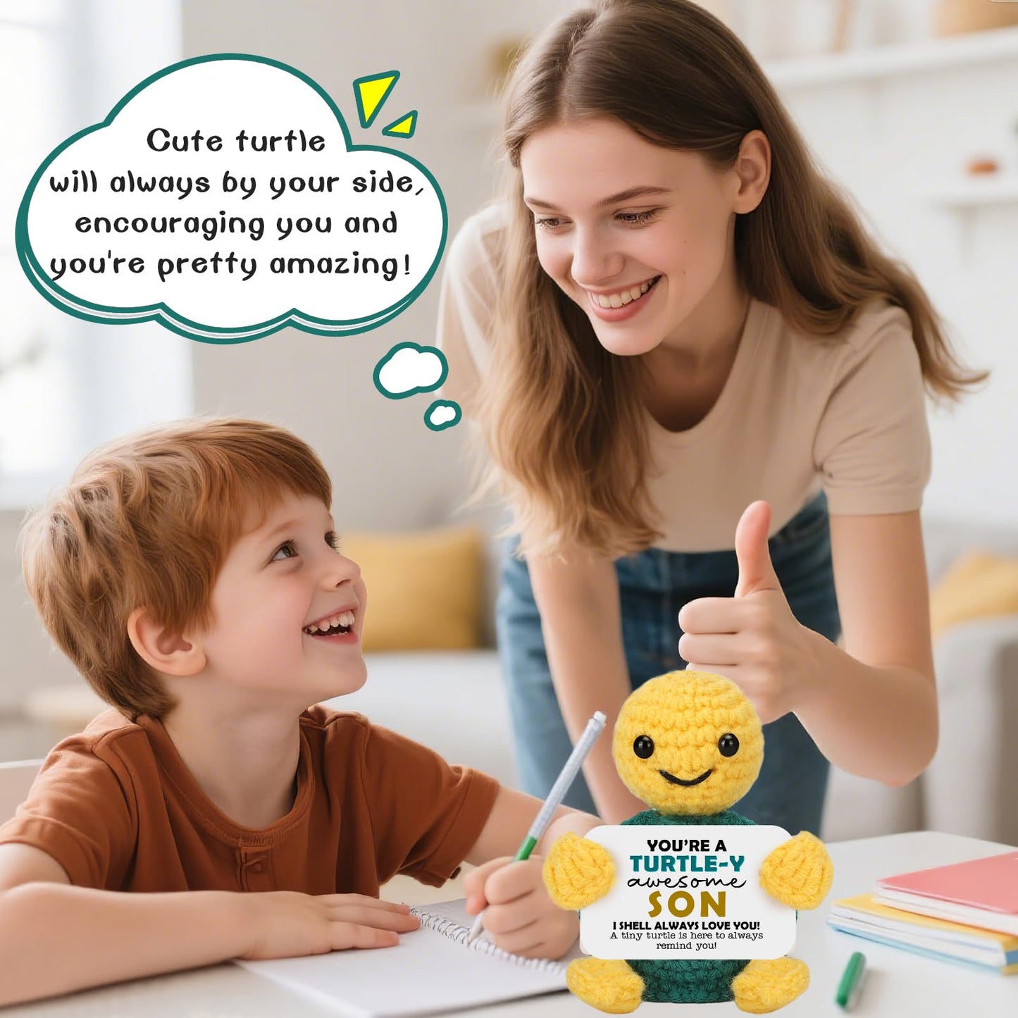 Christmas Son Gifts from Mom Dad Stocking Stuffers Birthday Gifts for Son Teens mature-themed Kids Best Step Bonus Son in Law Ever Gift Present Funny Small Cute Handmade Positive Animals Crochet Turtle