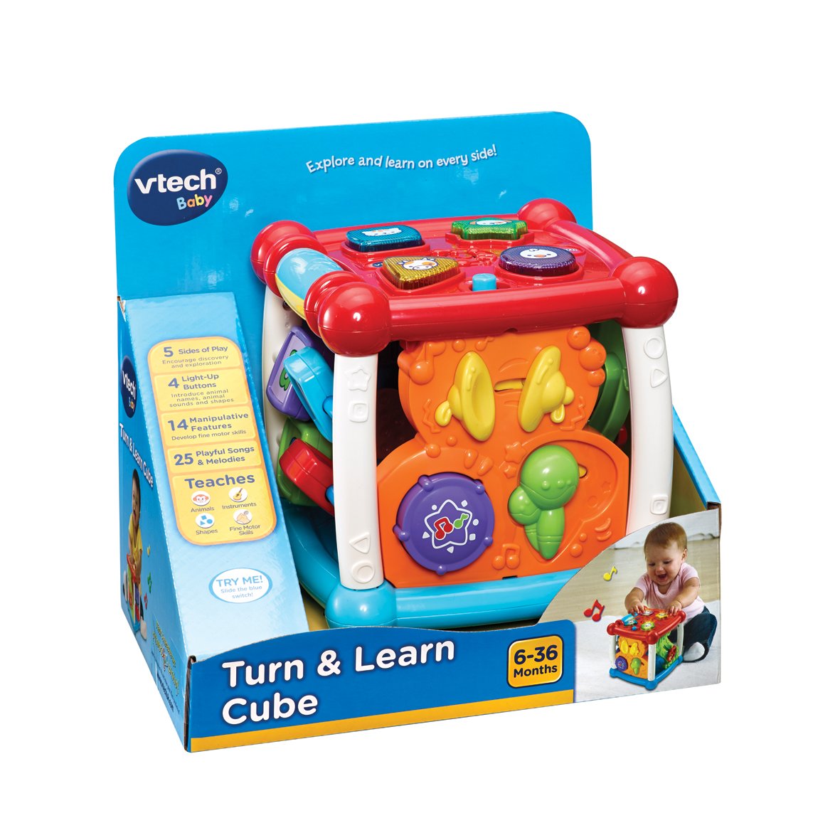 Vtech Baby Turn And Learn Baby Activity Cube | Interactive Educational Toy With Shape Sorter, Music & Sounds For Early Development | Suitable For Babies From 6 Months+