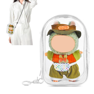 Nzndb Large Clear Figure Display Bag With Keychain Case Blind Box Keychain Carrying Case, Portable Small Doll Storage Pouches Pv