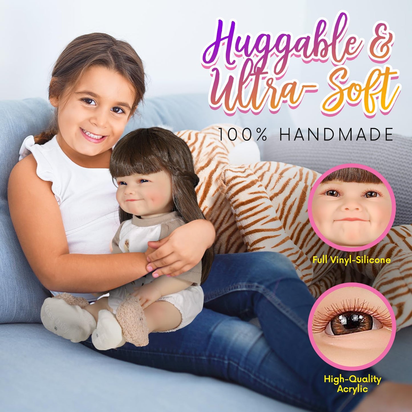 Dollhood Realistic Baby Doll Girl - 18-Inch Real Life Silicone Baby Doll With Movable Arms And Legs - Lifelike Reborn Baby Dolls - Silicone Full Body Baby Reborn Dolls With Accessories, Gift For Kids