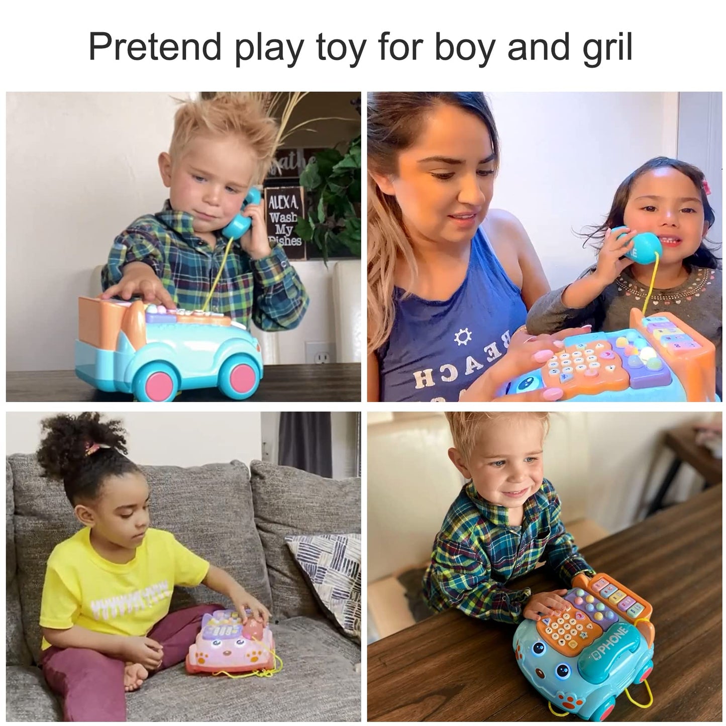 Baby Phone Toy,Baby Toy Phone Cartoon Baby Piano Music Light Toy Children Pretend Phone, Kids Cell Phone Girl With Light Parent-Child Interactive Toy Gift Game Boy Girl Early Education Gift Pink 18M+