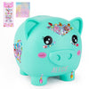 Piggy Bank Girls, Unbreakable Piggy Banks Large Money Coin Bank For Kids With Diy Stickers, For Birthday, Easter, Baby Shower, Green