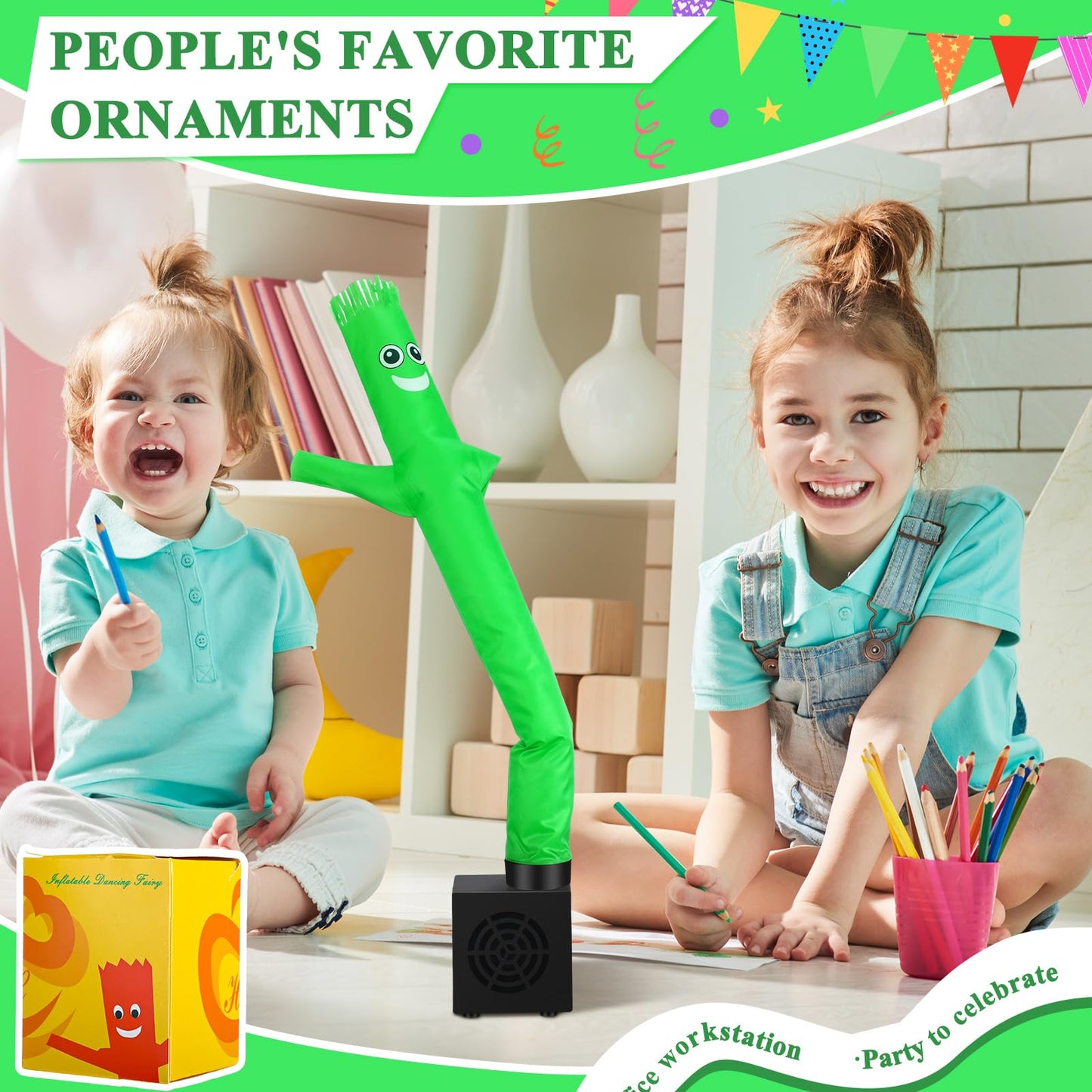 Poen Easter Mini Inflatable Tube Man Gag Funny Gift For Kids Wacky Waving Inflatable Tube Guy With Blower Joke Toy Desktop Quirky White Elephant Gift For Table Birthday Party Decor(Smile)