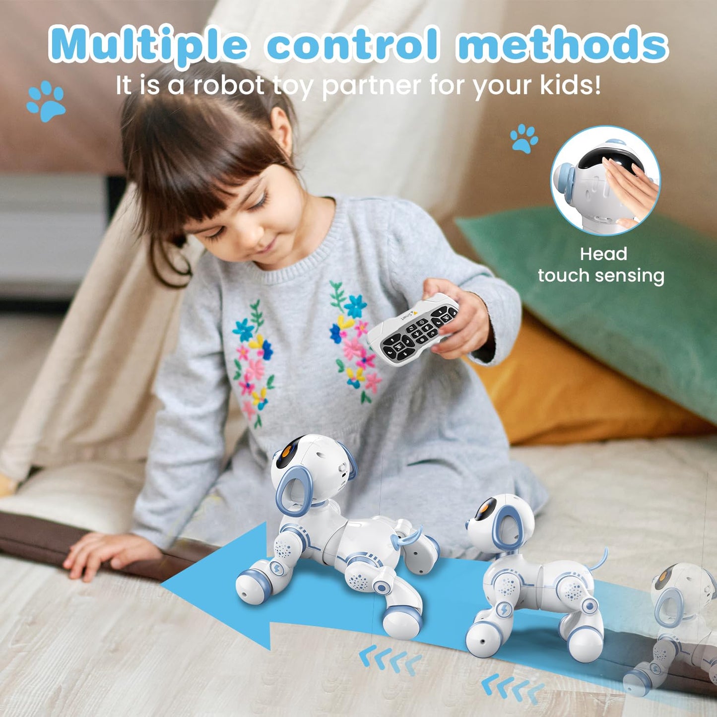 FUUY Robot Dog, Remote Control Dog Robot for Kids with Head Touch Sensing and Music Function, Programmable Interactive Robot Fun