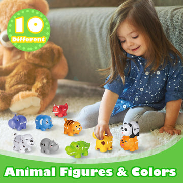 Jetbotell Learning Toys For 2 3 4 Year Old, 20 Pcs Number Matching Game With Digital English, 10 Different Animal Figures, Presc