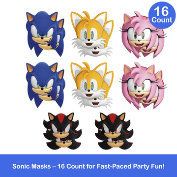 Unique Sonic The Hedgehog Party Masks 16 Assorted Paper Masks With Celebrate With Me Sticker | Sonic Birthday Party Supplies For