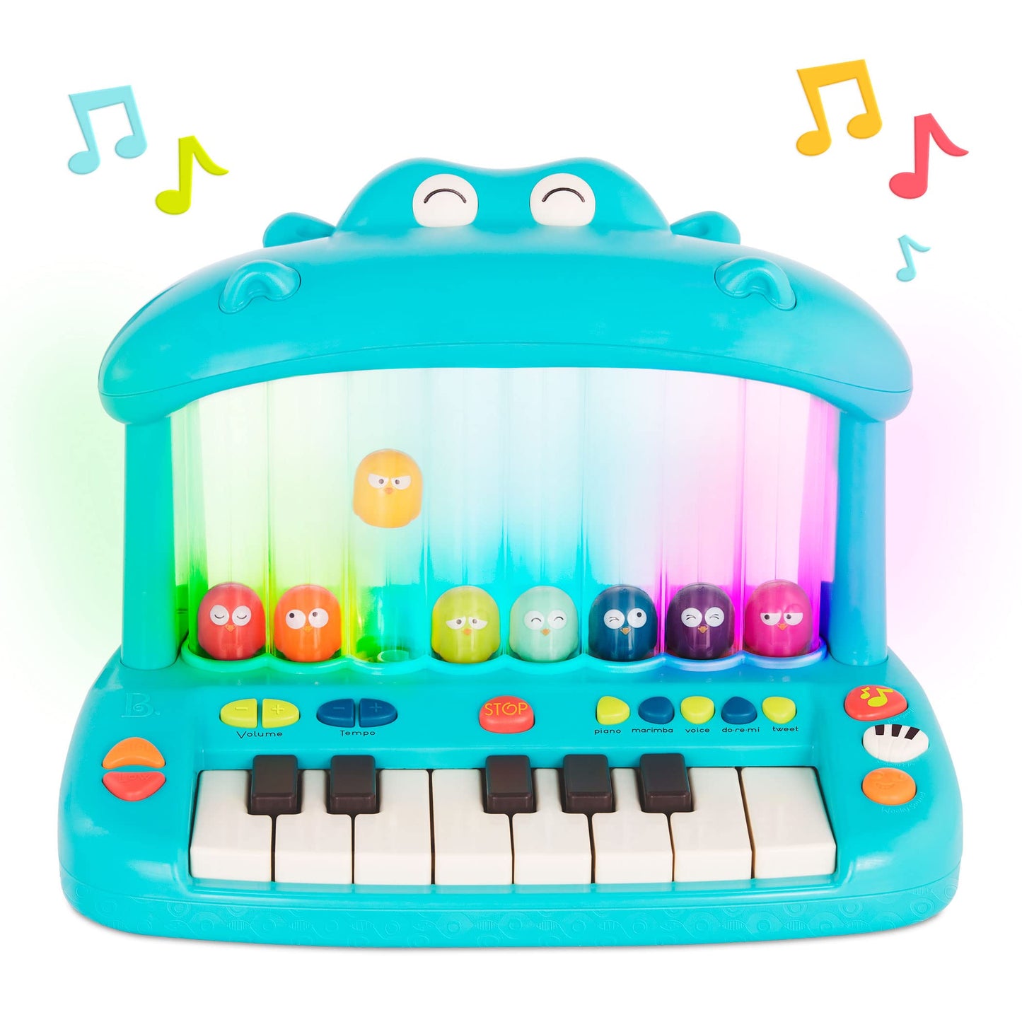 B. Toys- Hippo Pop- Musical Toy Keyboard – Play Piano – Songs, Sounds & Lights – Musical Instrument For Toddlers, Kids – 12 Months +