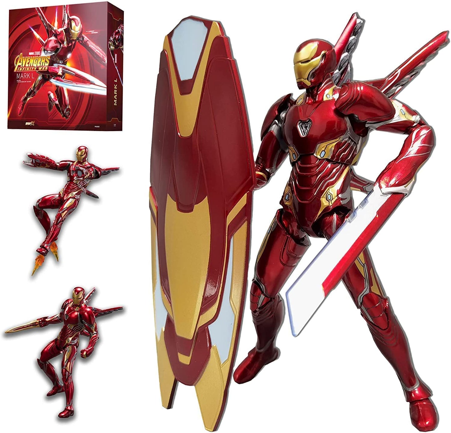 Uxouyic Ir?nman Movie Series - Collectible Ir?nman Action Figure Metal Painting 20 Joints Movable Model Toys (7 Inches) (Mark 50)