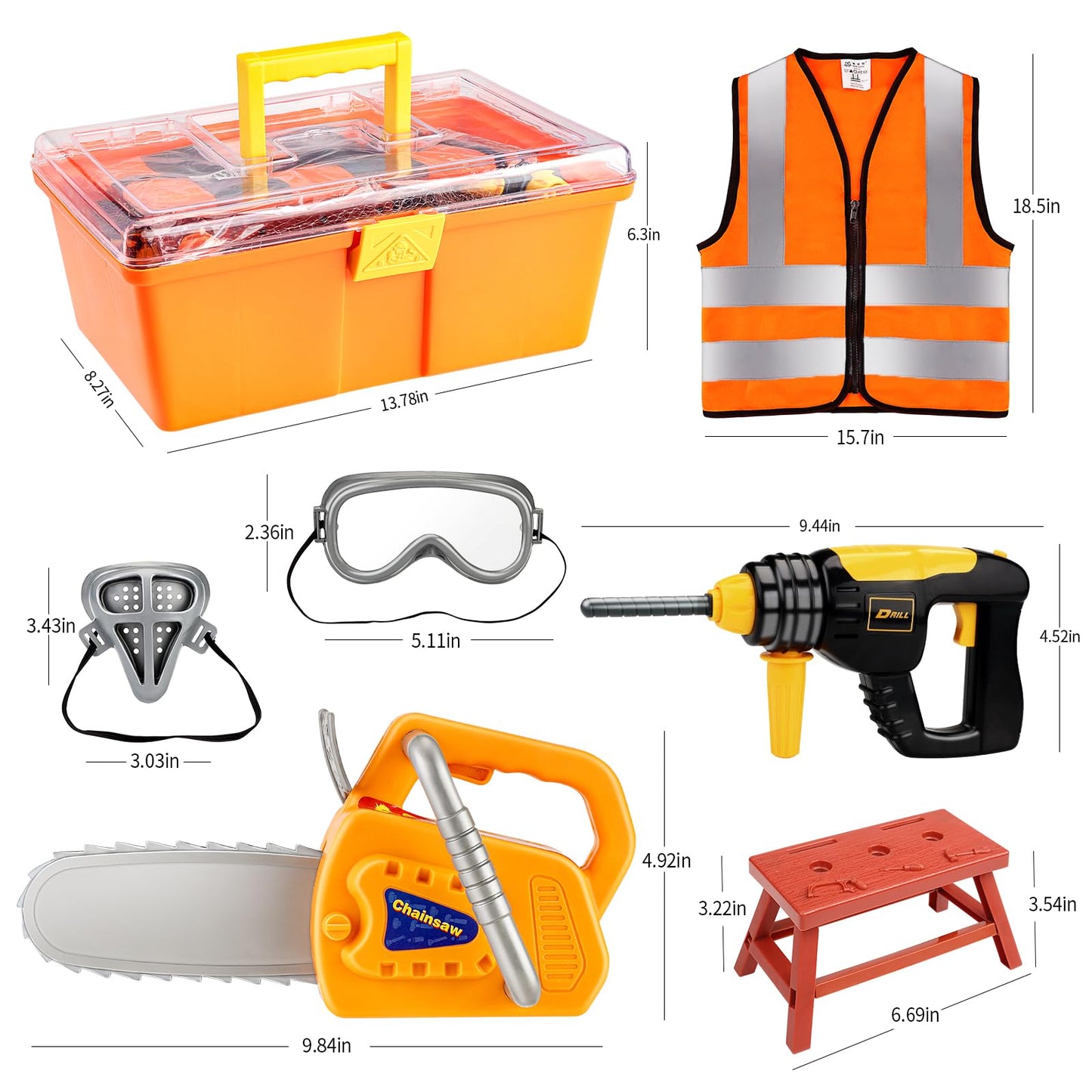 Deejoy Kids Tool Set with Electric Saw & Electronic Toy Drill, 54Pcs Pretend Play Kids Construction Set for Toddler 3-5 Years Ol