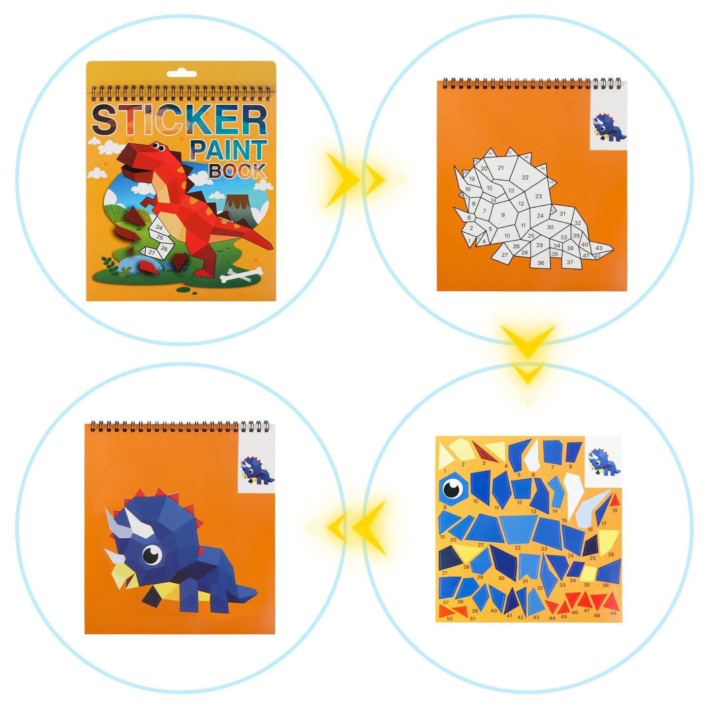 2 Pack Sticker Book Crafts For Kids Ages 4-8 Sticker Paint Books Boys And Girls Birthday Gifts Party Favor, Travel Activity Book Set For Learning (Dinosaur+Horse)