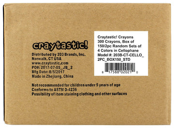 Craytastic! (900 Total Crayons 2-Packs Of Premium Full-Size Crayons In Cellophane Wrapper (Assorted: Red, Green, Blue, Yellow) S