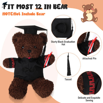 Roshtia Graduation Bear Clothes Graduation Cap And Gown Outfit Fits Most 8'' - 12'' Inch Plush Bear Make Your Own Plush Stuffed