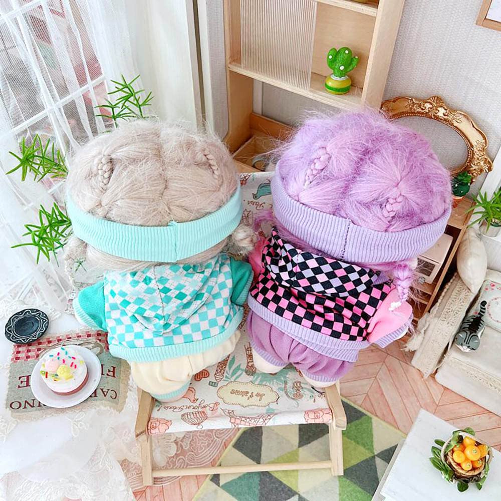 Niannyyhouse 20Cm Plush Doll Clothes Headband Hoodie Coat Pants Doll Dress Up (Green)
