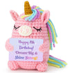 WelDesine 8 Year Old Girl Birthday Gift, Handmade Crochet Pink Unicorn Plush for 8th Birthday Gifts for Girls, Cute Decoration f