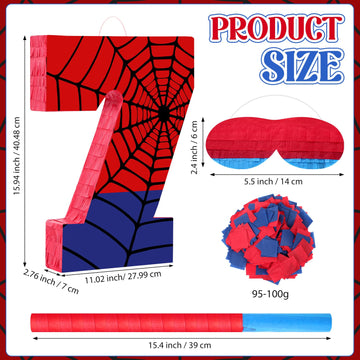 Simgoing Number 7 Spider Web Piata Bundle with Blindfold Small Piata Birthday Party Decoration for Mexican Fiesta Cinco De Mayo