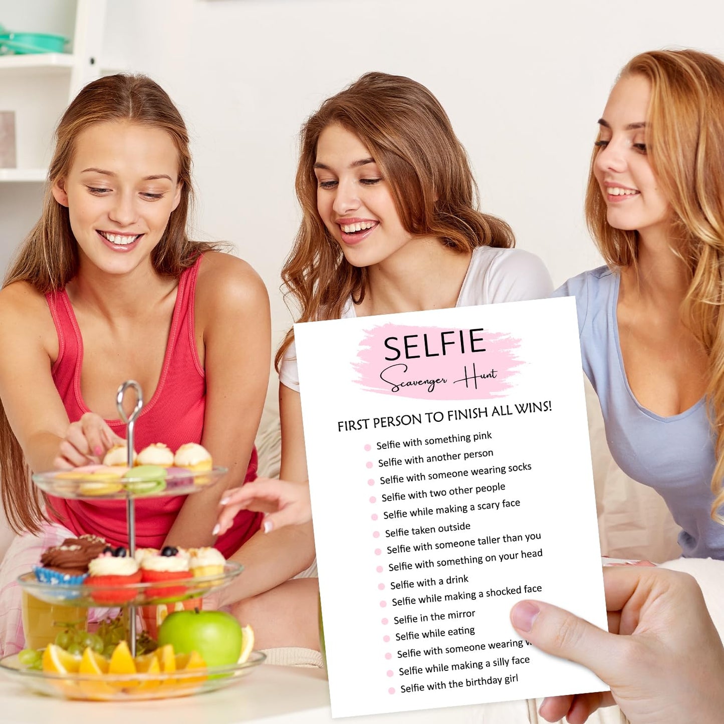 Zedev Birthday Party Game - Selfie Scavenger Hunt, Girl Birthday Party Activity Favor, Set Of 20 Games Cards, Birthday Supplies,