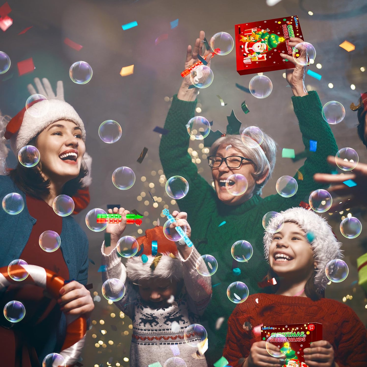 Christmas Party Favors Supplies Goodie Bags Stocking Stuffers Fillers For Kids,Mini Bubbles Wand Toys For Toddlers 32 Pack,Chris