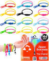 Upbrands 144 Fidget Toys Party Favors For Kids, Friendship Zipper Bracelets 7 ½ “ Sensory Bulk Set Neon Colors, Kit For Valentines, Birthday, Goodie Bags, Easter Egg Basket Stuffers, Pinata Filler