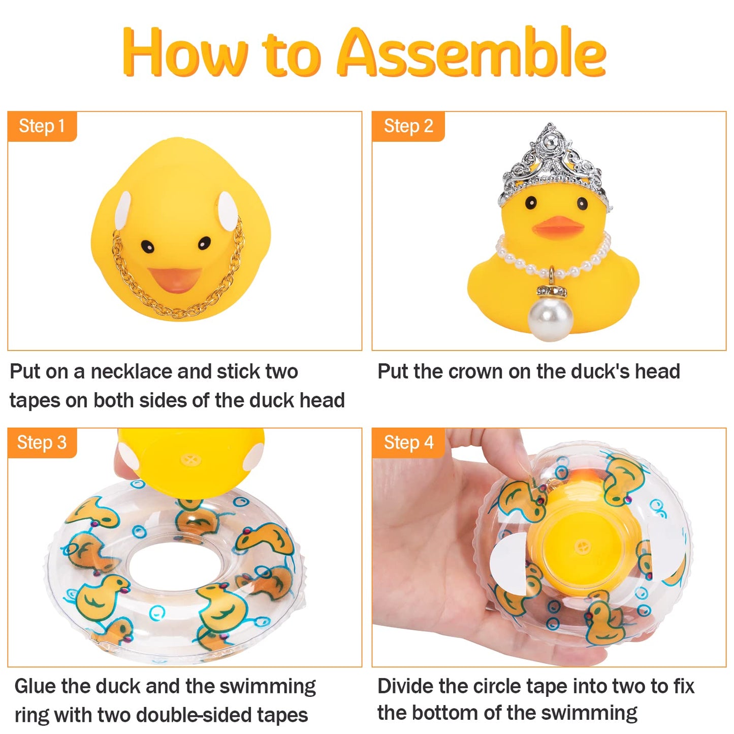 wonuu Car Duck Rubber Duck Car Ornaments Duck Car Dashboard Decorations with Cute Headband Swim Ring Necklace Sunglasses C-Female Crown&Chain