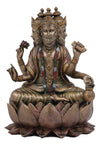 Ebros Supreme Cosmic Soul Hindu Deity Brahma Statue Brahman Four Faced Vedas Trinity Being Figurine Sitting On Lotus Throne Hinduism Deity Indian Mahadeva God