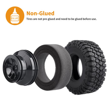 Hobbypark 4-Pack 120mm / 4.7 Inch Outer Diameter Tires & Wheels Foam Inserts 12mm Hex for Traxxas Slash 4x4 2WD BL-2S 1/10 Short