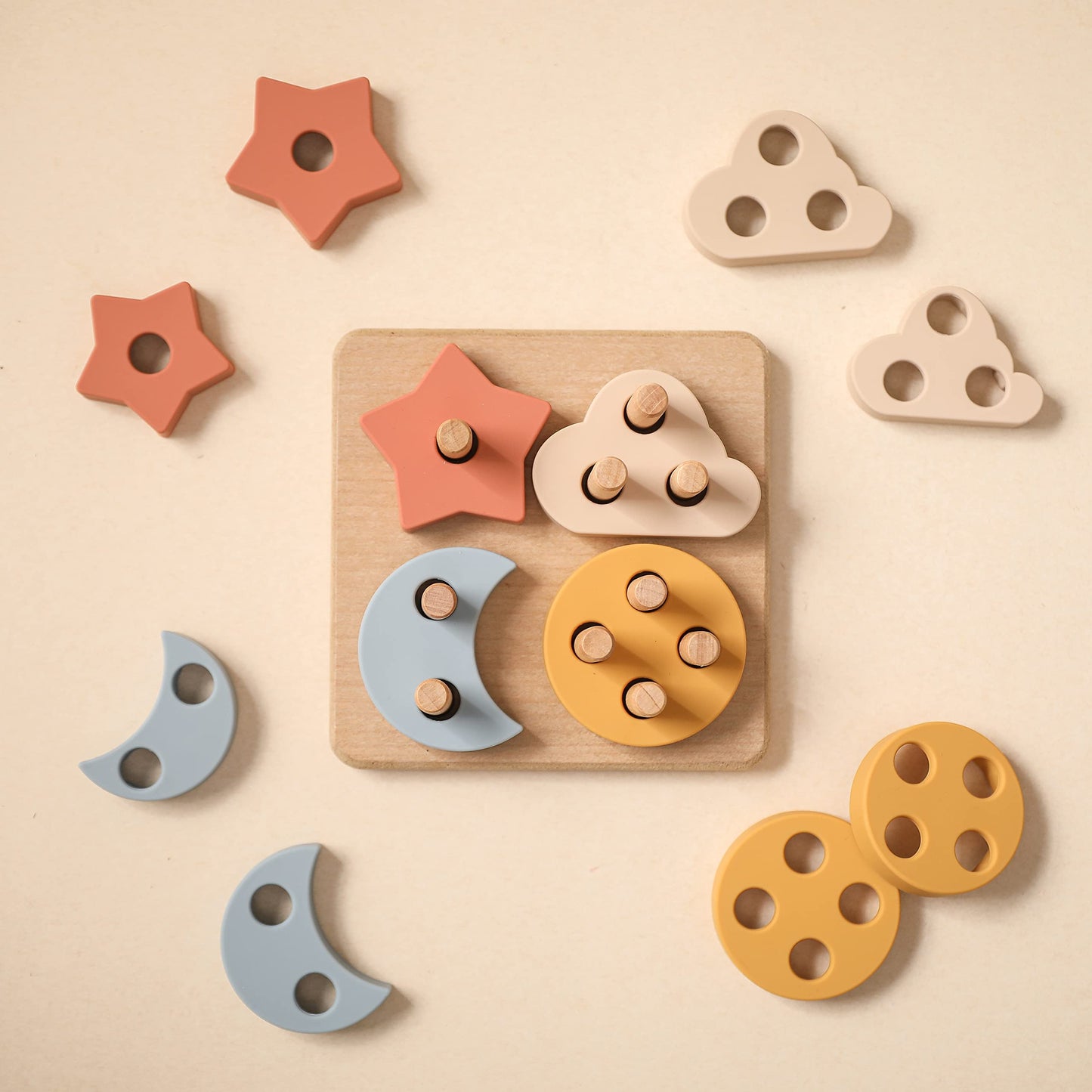 Youuys Stacking Montessori Toys For Toddler 1 2 3 Year Old, Shape Sorter Silicone Sorting And Stacking Toys - Preschool Fine Motor Skill Toy Sorter Puzzles Boys Girls Gifts 18+ Months Old (Square)