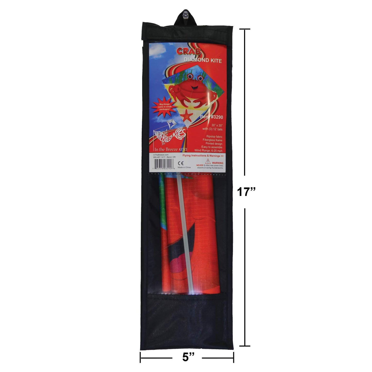 In The Breeze 3290 - Crab 30 Inch Diamond Kite - Fun, Easy Flying Kite