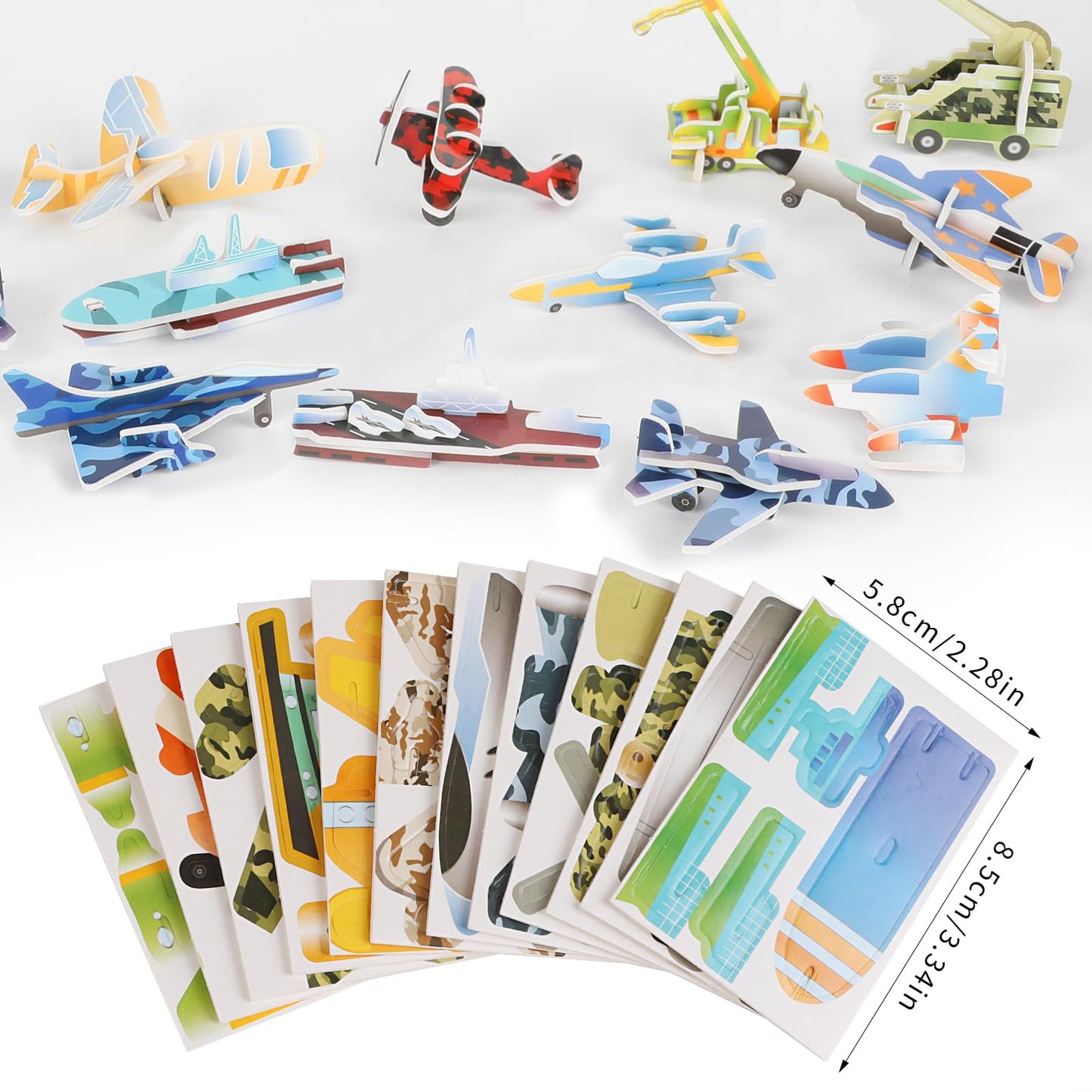 Ccinee 25 Pcs Educational 3D Cartoon Puzzles For Kids,3D Aircraft Learning Educational Paper Puzzle Game For Diy Crafts Gifts