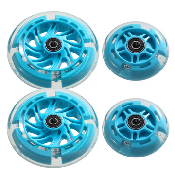 Front 120Mm & Rear 80Mm Light-Up Flashing 3-Wheeled Kid Scooter Replacement Wheels, Complete Wheels Set For 3-Wheeled Kid Push S