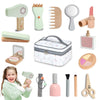 Wooden Makeup Toy Set, Wood Makeup Kit for Girls, 2-in-1 Pretend Wood Beauty Hair Salon & Makeup, 16-Piece Non-Toxic & Safe Wood