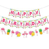 Zwiebeco Flamingo Birthday Party Decoration,Tropical Hawaiian Summer Theme Party Supplies,Flamingo Pineapple Banner Bunting Garl