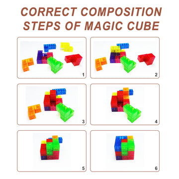 Ouxia Magnetic Building Blocks Magic Magnetic 3D Puzzle Cubes, Set Of 7 Multi Shapes Magnetic Blocks With 54 Guide Cards, Childr