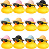 Chivao 12 Pcs Mini Rubber Ducks With Sunglasses/ Glasses And Hats/ Necklace, Cruise Rubber Ducks In Bulk Valentine'S Day Gift Small Duck Bathtub Toy For Hiding Party Favor(Yellow, Adorable Style)