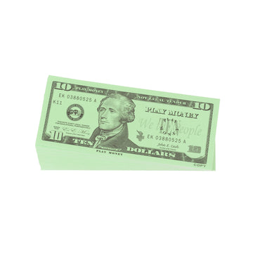 LEARNING ADVANTAGE Ten Dollar Play Bills - Set of 100 $10 Paper Bills - Designed and Sized Like Real US Currency - Teach Currenc